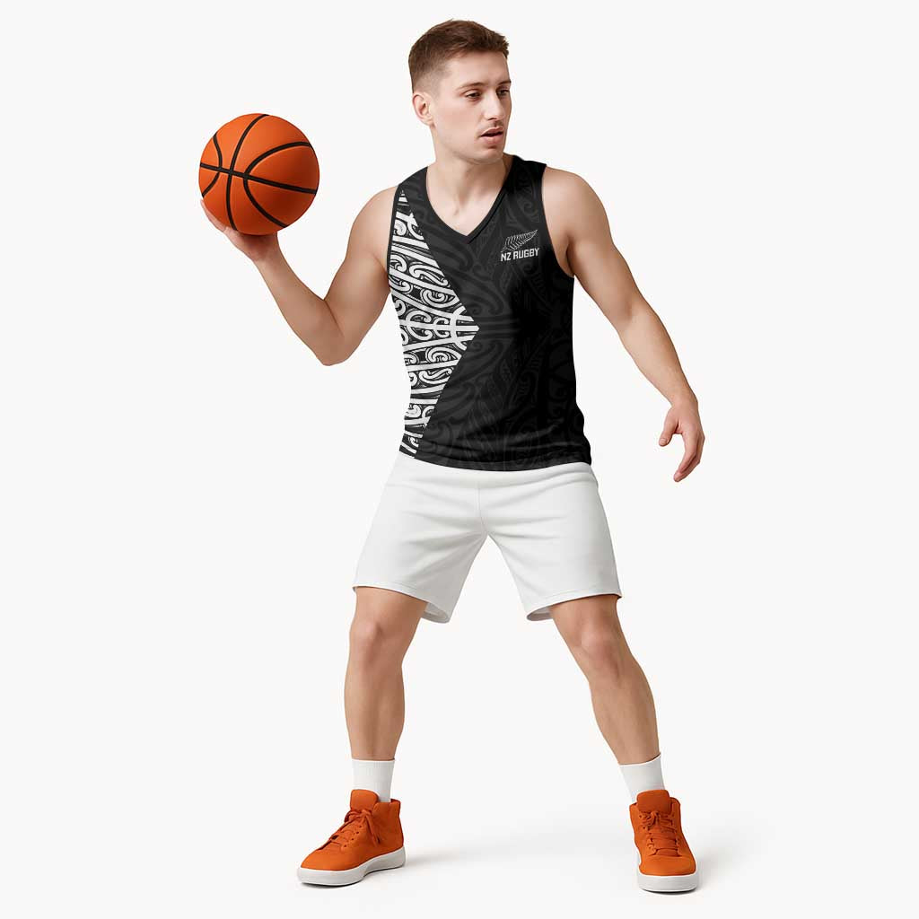 New Zealand Silver Fern Rugby Custom Basketball Jersey Maori Koru Go Black Fern - Aussie Hoodie