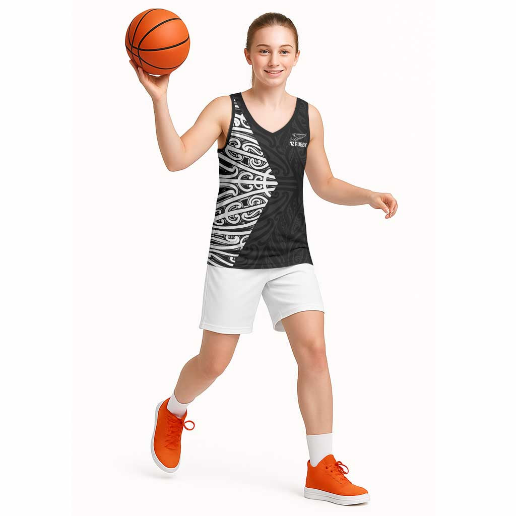 New Zealand Silver Fern Rugby Custom Basketball Jersey Maori Koru Go Black Fern - Aussie Hoodie