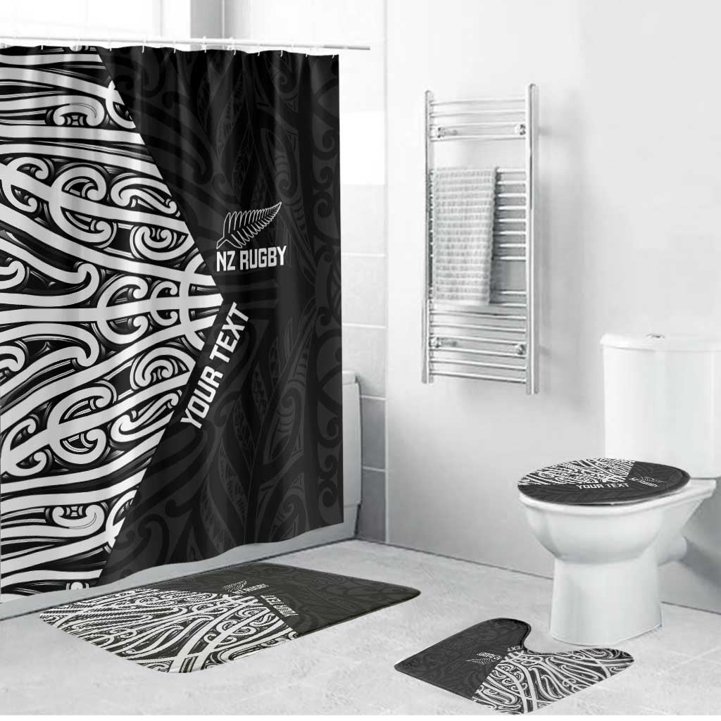 New Zealand Silver Fern Rugby Custom Bathroom Set Maori Koru Go Black Fern - Aussie Hoodie