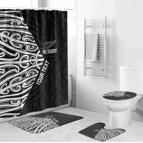 New Zealand Silver Fern Rugby Custom Bathroom Set Maori Koru Go Black Fern - Aussie Hoodie