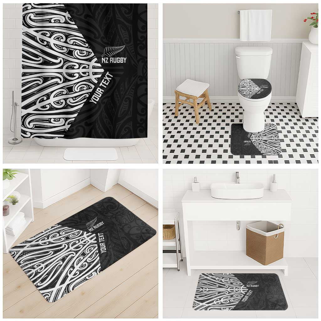 New Zealand Silver Fern Rugby Custom Bathroom Set Maori Koru Go Black Fern - Aussie Hoodie