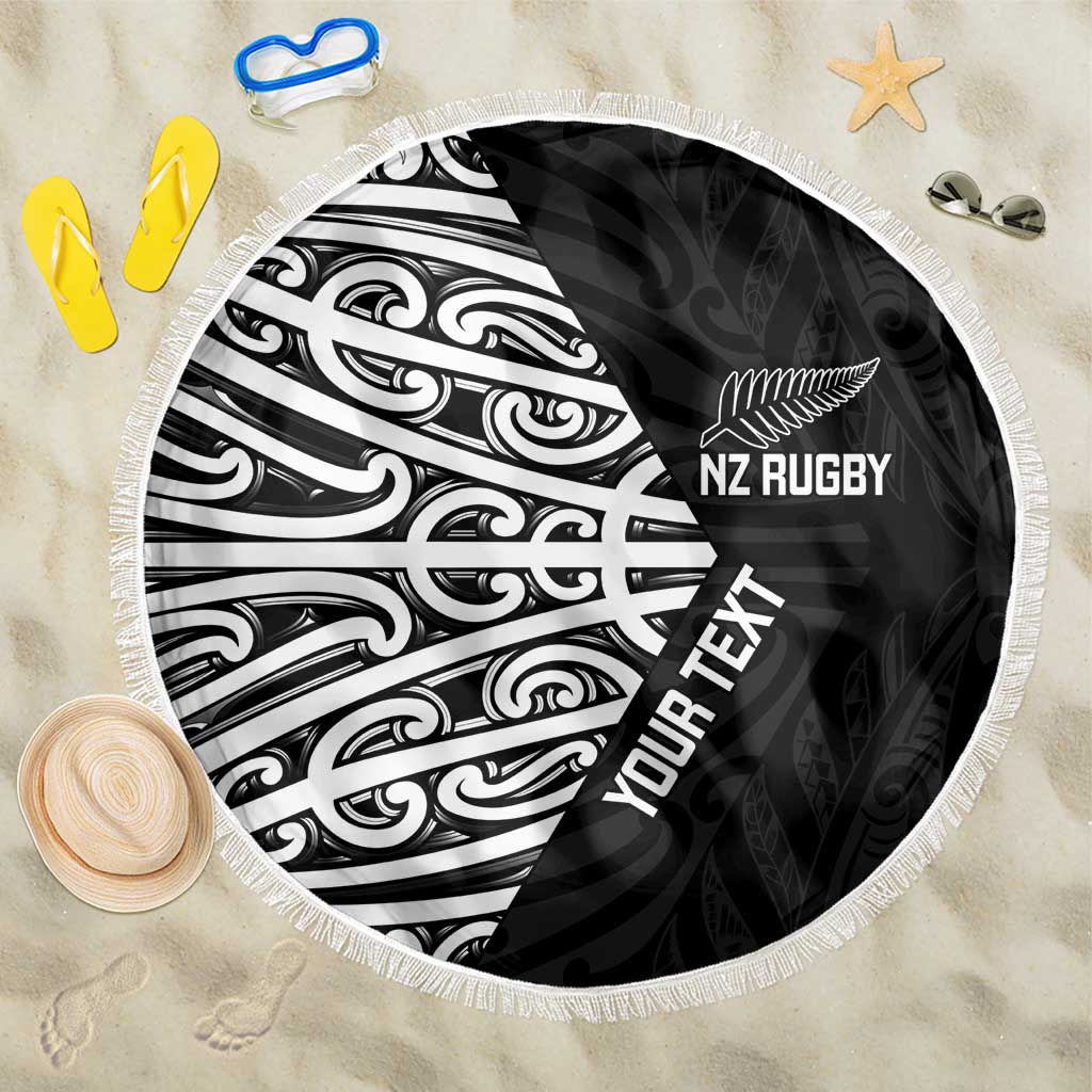 New Zealand Silver Fern Rugby Custom Beach Blanket Maori Koru Go Black Fern - Aussie Hoodie