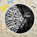 New Zealand Silver Fern Rugby Custom Beach Blanket Maori Koru Go Black Fern - Aussie Hoodie