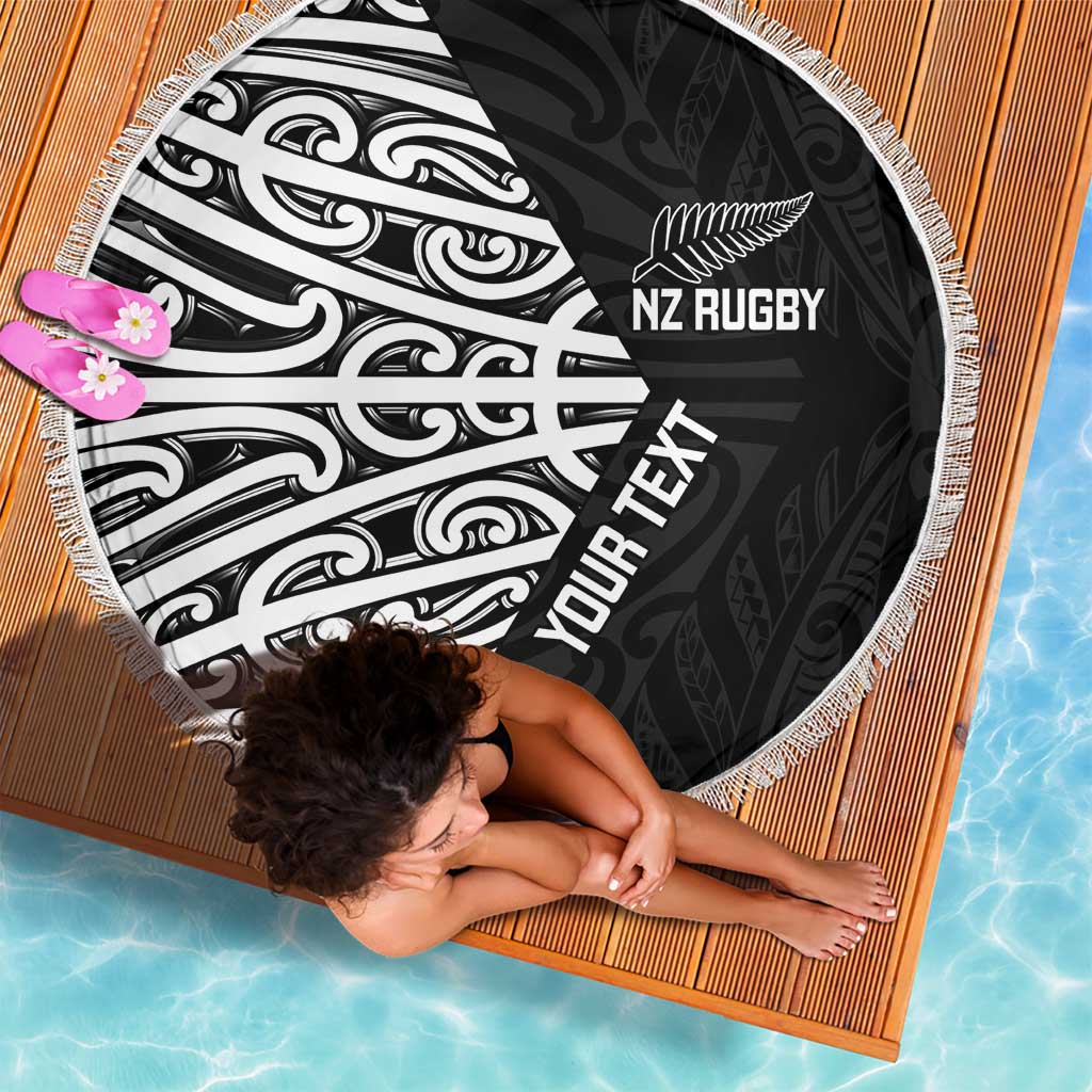 New Zealand Silver Fern Rugby Custom Beach Blanket Maori Koru Go Black Fern - Aussie Hoodie