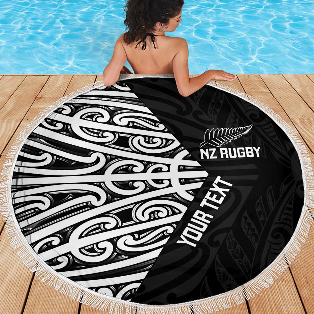 New Zealand Silver Fern Rugby Custom Beach Blanket Maori Koru Go Black Fern - Aussie Hoodie