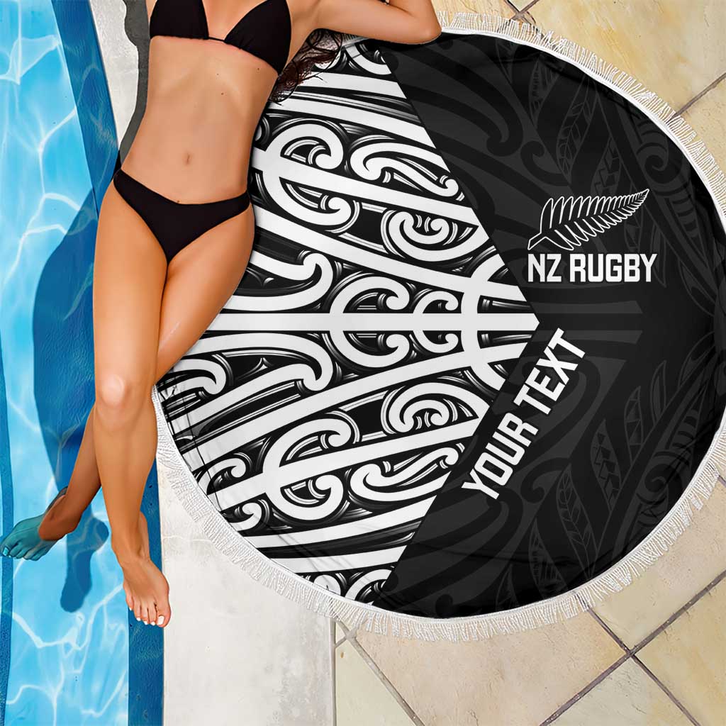 New Zealand Silver Fern Rugby Custom Beach Blanket Maori Koru Go Black Fern - Aussie Hoodie