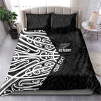 New Zealand Silver Fern Rugby Custom Bedding Set Maori Koru Go Black Fern - Aussie Hoodie