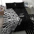 New Zealand Silver Fern Rugby Custom Bedding Set Maori Koru Go Black Fern - Aussie Hoodie