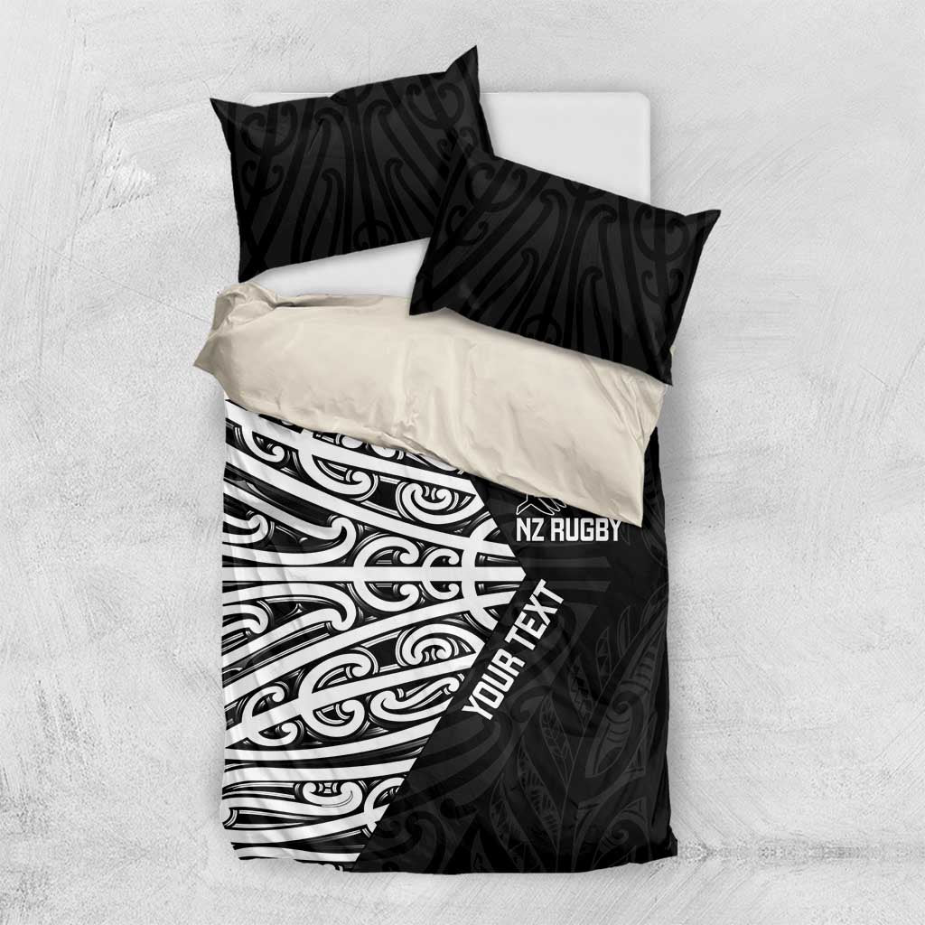 New Zealand Silver Fern Rugby Custom Bedding Set Maori Koru Go Black Fern - Aussie Hoodie