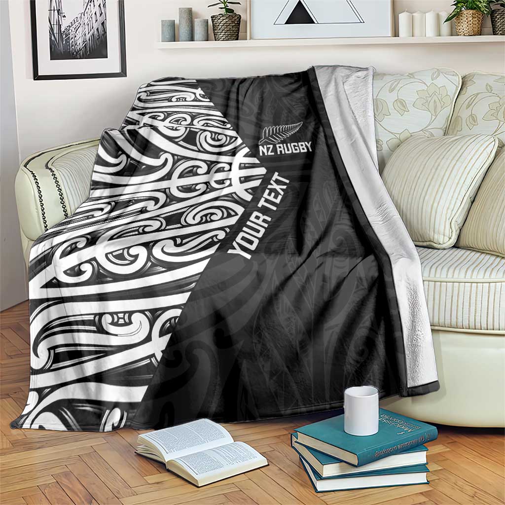 New Zealand Silver Fern Rugby Custom Blanket Maori Koru Go Black Fern - Aussie Hoodie