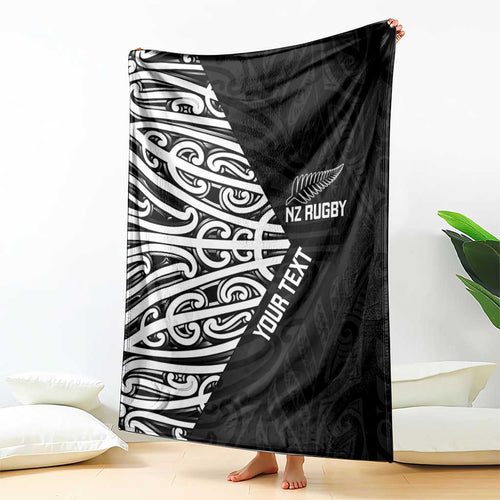 New Zealand Silver Fern Rugby Custom Blanket Maori Koru Go Black Fern - Aussie Hoodie
