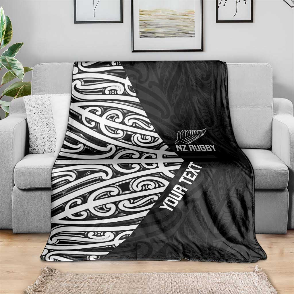 New Zealand Silver Fern Rugby Custom Blanket Maori Koru Go Black Fern - Aussie Hoodie