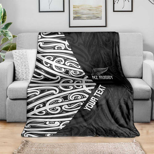 New Zealand Silver Fern Rugby Custom Blanket Maori Koru Go Black Fern - Aussie Hoodie