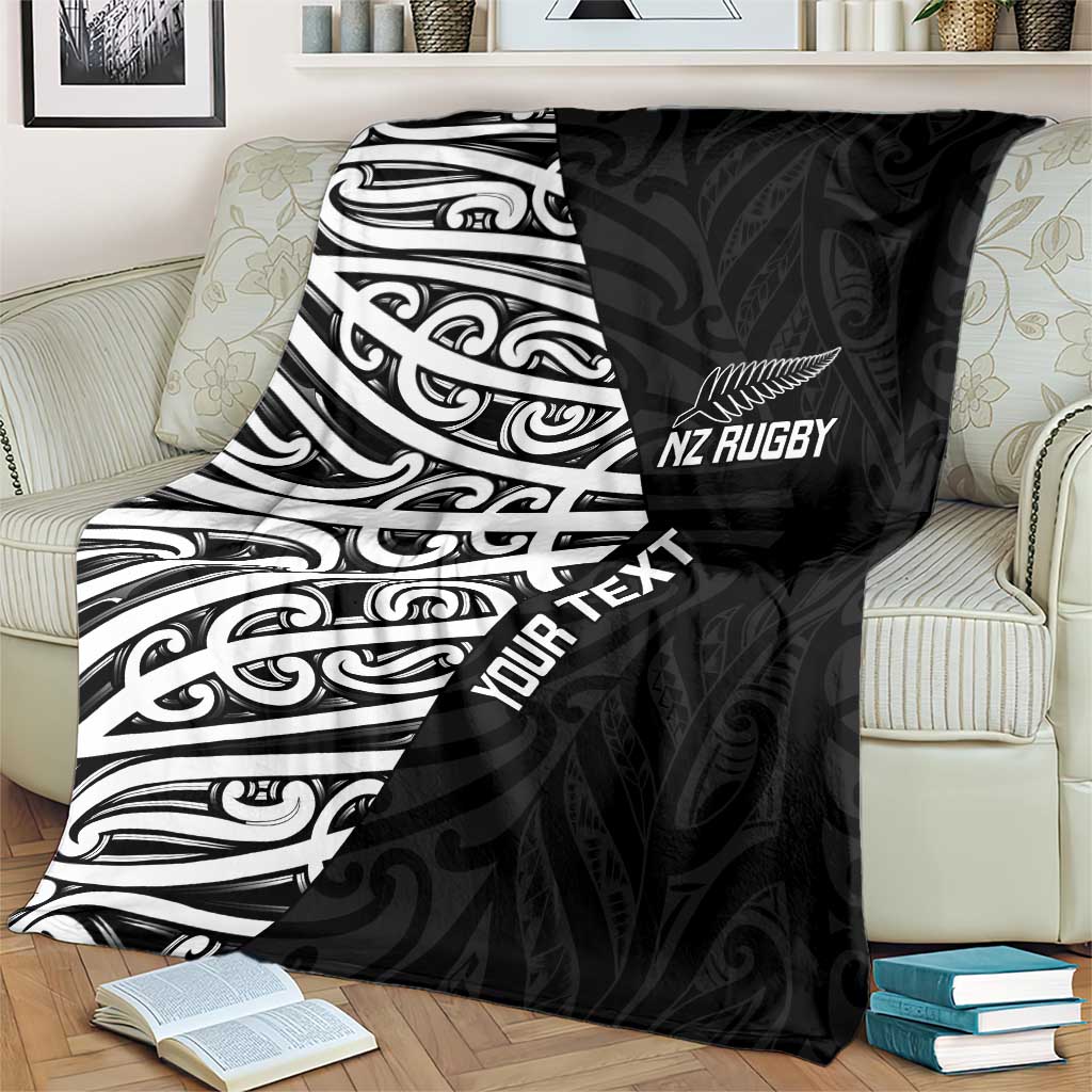 New Zealand Silver Fern Rugby Custom Blanket Maori Koru Go Black Fern - Aussie Hoodie