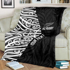 New Zealand Silver Fern Rugby Custom Blanket Maori Koru Go Black Fern - Aussie Hoodie