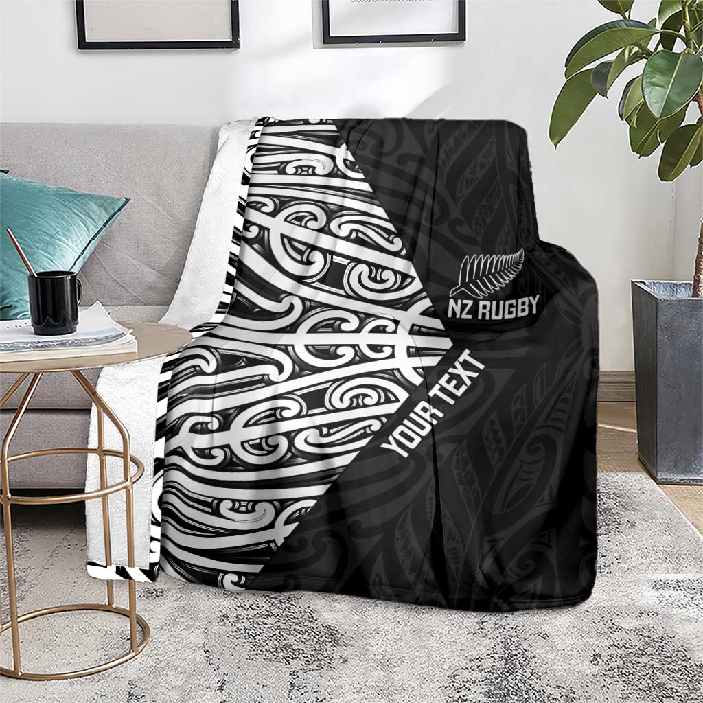 New Zealand Silver Fern Rugby Custom Blanket Maori Koru Go Black Fern - Aussie Hoodie