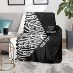 New Zealand Silver Fern Rugby Custom Blanket Maori Koru Go Black Fern - Aussie Hoodie