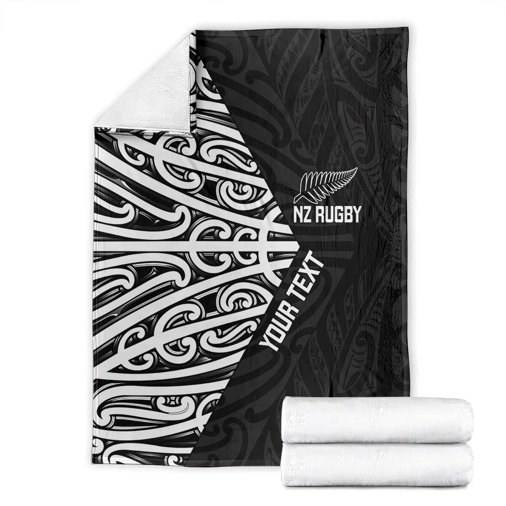 New Zealand Silver Fern Rugby Custom Blanket Maori Koru Go Black Fern - Aussie Hoodie