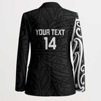 New Zealand Silver Fern Rugby Custom Blazer Maori Koru Go Black Fern - Aussie Hoodie