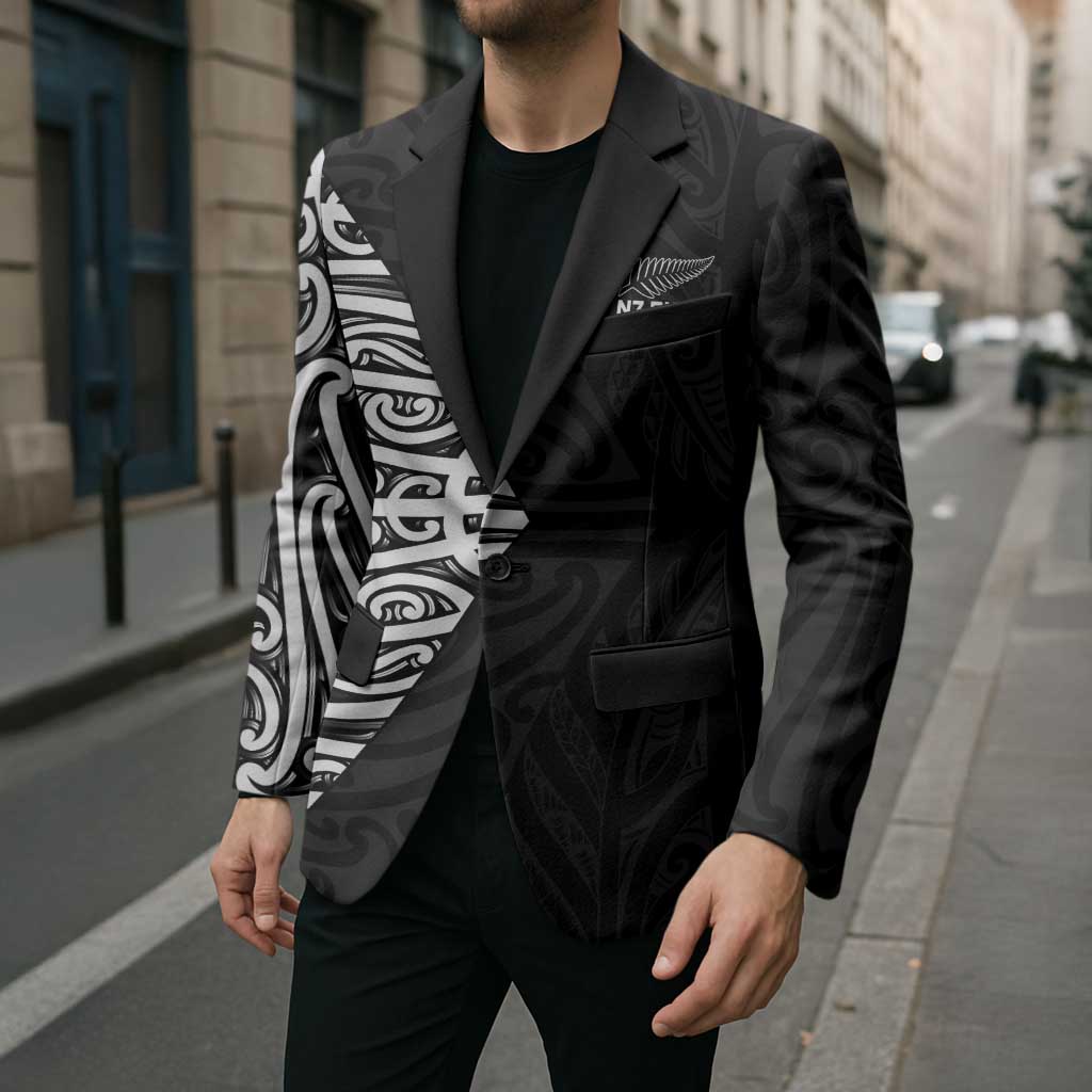 New Zealand Silver Fern Rugby Custom Blazer Maori Koru Go Black Fern - Aussie Hoodie