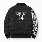 New Zealand Silver Fern Rugby Custom Bomber Puffer Jacket Maori Koru Go Black Fern - Aussie Hoodie