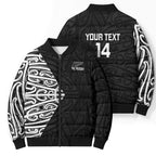 New Zealand Silver Fern Rugby Custom Bomber Puffer Jacket Maori Koru Go Black Fern - Aussie Hoodie