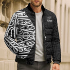 New Zealand Silver Fern Rugby Custom Bomber Puffer Jacket Maori Koru Go Black Fern - Aussie Hoodie