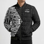 New Zealand Silver Fern Rugby Custom Bomber Puffer Jacket Maori Koru Go Black Fern - Aussie Hoodie