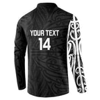 New Zealand Silver Fern Rugby Custom Button Sweatshirt Maori Koru Go Black Fern - Aussie Hoodie