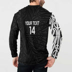 New Zealand Silver Fern Rugby Custom Button Sweatshirt Maori Koru Go Black Fern - Aussie Hoodie