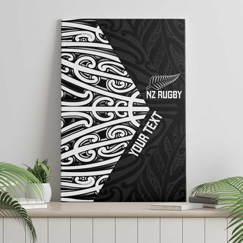 New Zealand Silver Fern Rugby Custom Canvas Wall Art Maori Koru Go Black Fern - Aussie Hoodie
