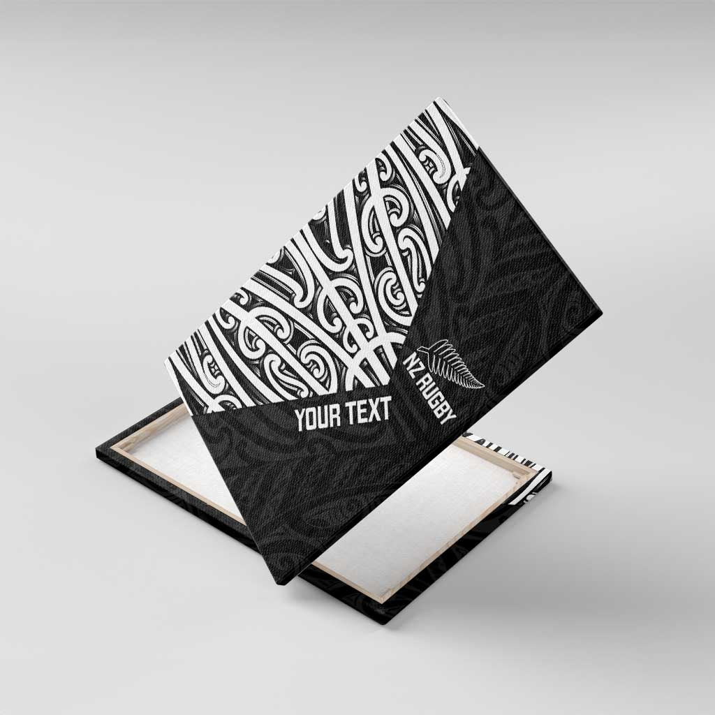 New Zealand Silver Fern Rugby Custom Canvas Wall Art Maori Koru Go Black Fern - Aussie Hoodie