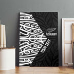 New Zealand Silver Fern Rugby Custom Canvas Wall Art Maori Koru Go Black Fern - Aussie Hoodie