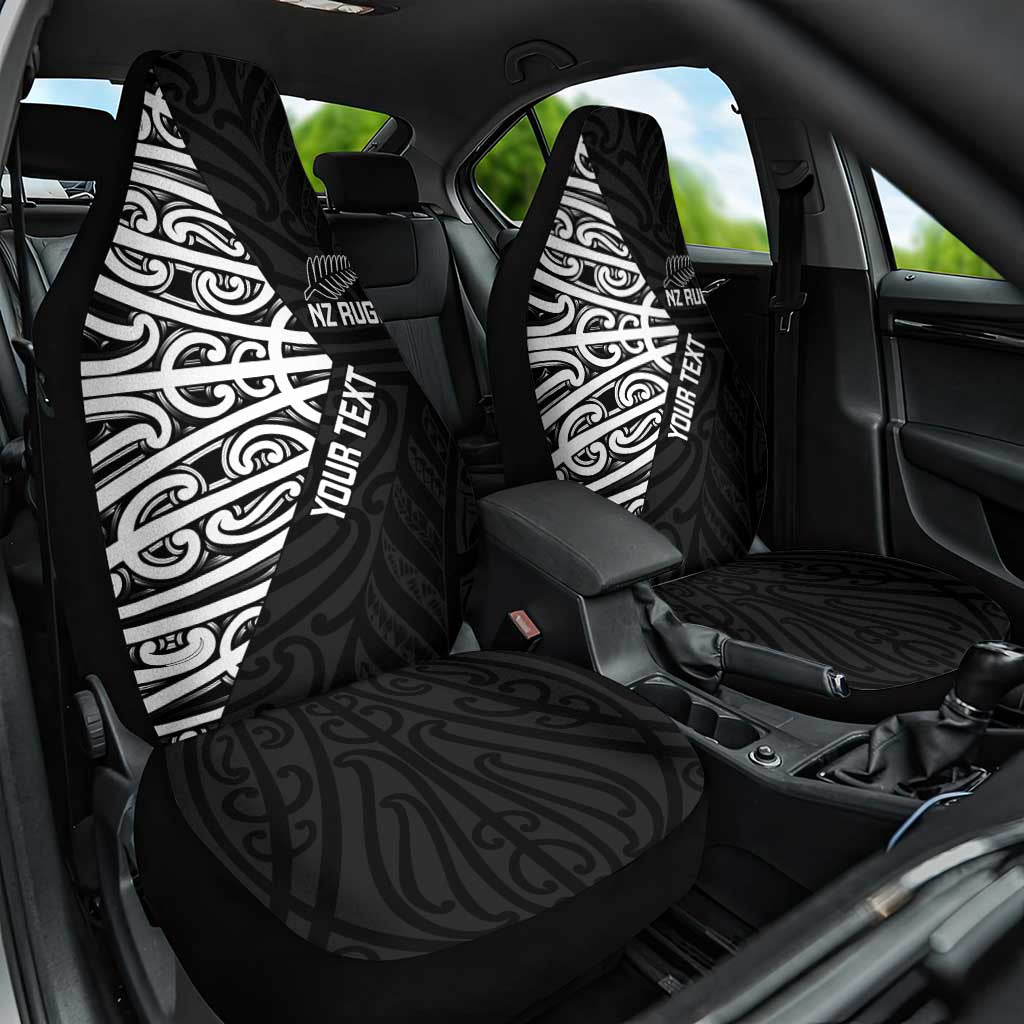 New Zealand Silver Fern Rugby Custom Car Seat Cover Maori Koru Go Black Fern - Aussie Hoodie
