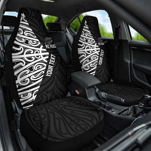 New Zealand Silver Fern Rugby Custom Car Seat Cover Maori Koru Go Black Fern - Aussie Hoodie