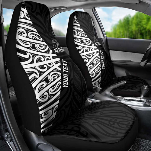 New Zealand Silver Fern Rugby Custom Car Seat Cover Maori Koru Go Black Fern - Aussie Hoodie