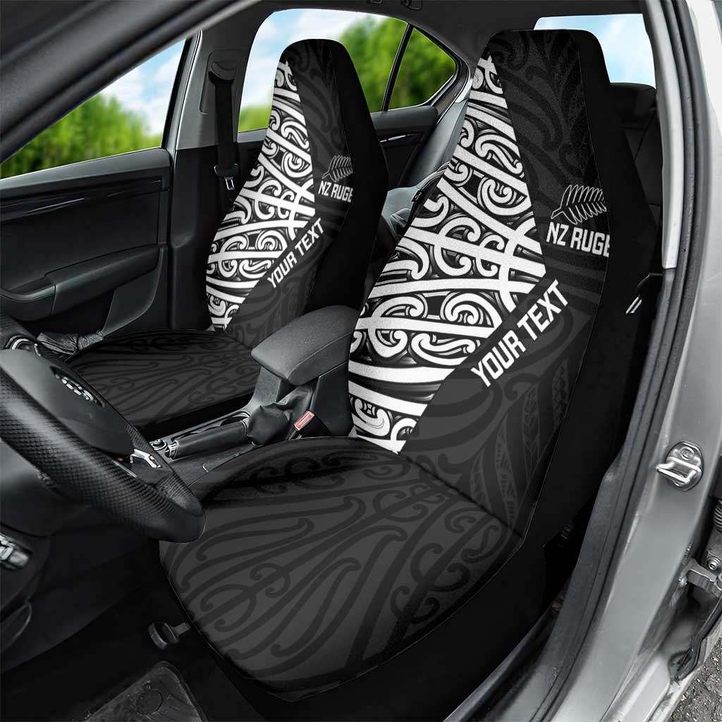New Zealand Silver Fern Rugby Custom Car Seat Cover Maori Koru Go Black Fern - Aussie Hoodie