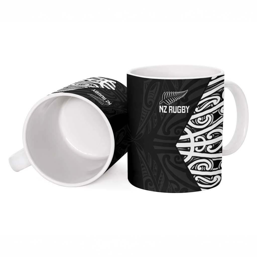 New Zealand Silver Fern Rugby Custom Ceramic Mug Maori Koru Go Black Fern - Aussie Hoodie