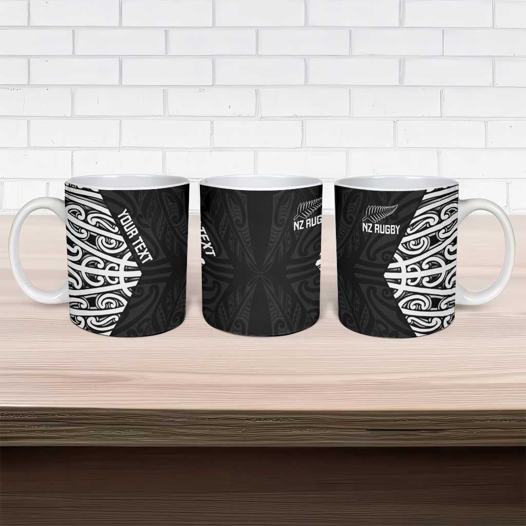 New Zealand Silver Fern Rugby Custom Ceramic Mug Maori Koru Go Black Fern - Aussie Hoodie