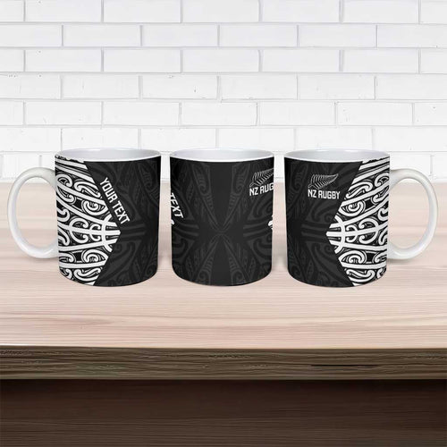 New Zealand Silver Fern Rugby Custom Ceramic Mug Maori Koru Go Black Fern - Aussie Hoodie