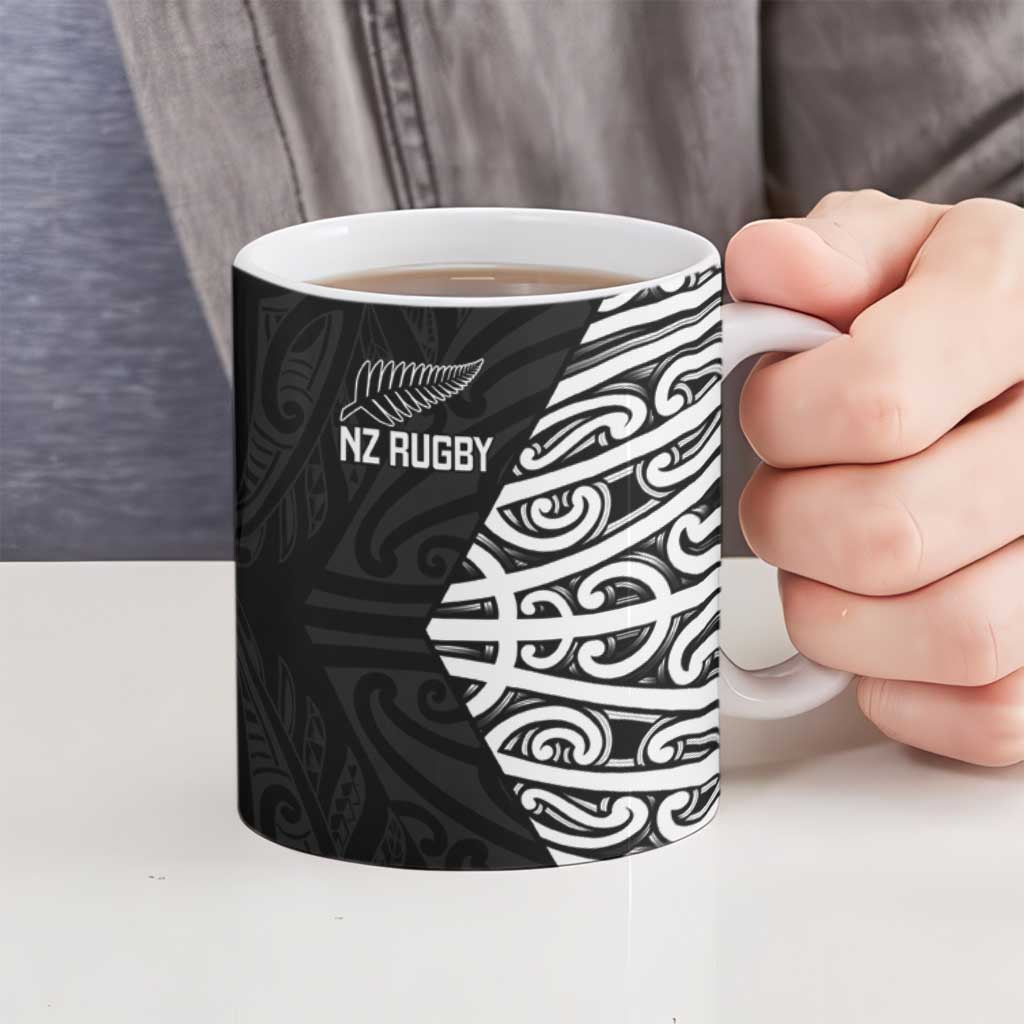 New Zealand Silver Fern Rugby Custom Ceramic Mug Maori Koru Go Black Fern - Aussie Hoodie