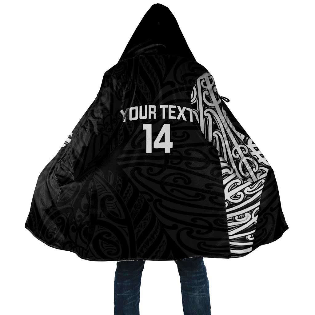 New Zealand Silver Fern Rugby Custom Cloak Maori Koru Go Black Fern - Aussie Hoodie