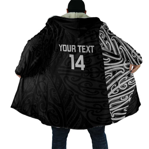 New Zealand Silver Fern Rugby Custom Cloak Maori Koru Go Black Fern - Aussie Hoodie