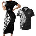 New Zealand Silver Fern Rugby Custom Couples Matching Short Sleeve Bodycon Dress and Hawaiian Shirt Maori Koru Go Black Fern - Aussie Hoodie