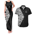 New Zealand Silver Fern Rugby Custom Couples Matching Tank Maxi Dress and Hawaiian Shirt Maori Koru Go Black Fern - Aussie Hoodie