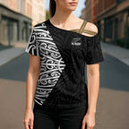 New Zealand Silver Fern Rugby Custom Cross Shoulder Shirt Maori Koru Go Black Fern - Aussie Hoodie