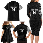 New Zealand Silver Fern Rugby Custom Family Matching Long Sleeve Bodycon Dress and Hawaiian Shirt Maori Koru Go Black Fern - Aussie Hoodie