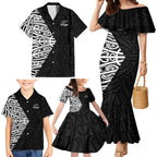New Zealand Silver Fern Rugby Custom Family Matching Mermaid Dress and Hawaiian Shirt Maori Koru Go Black Fern - Aussie Hoodie