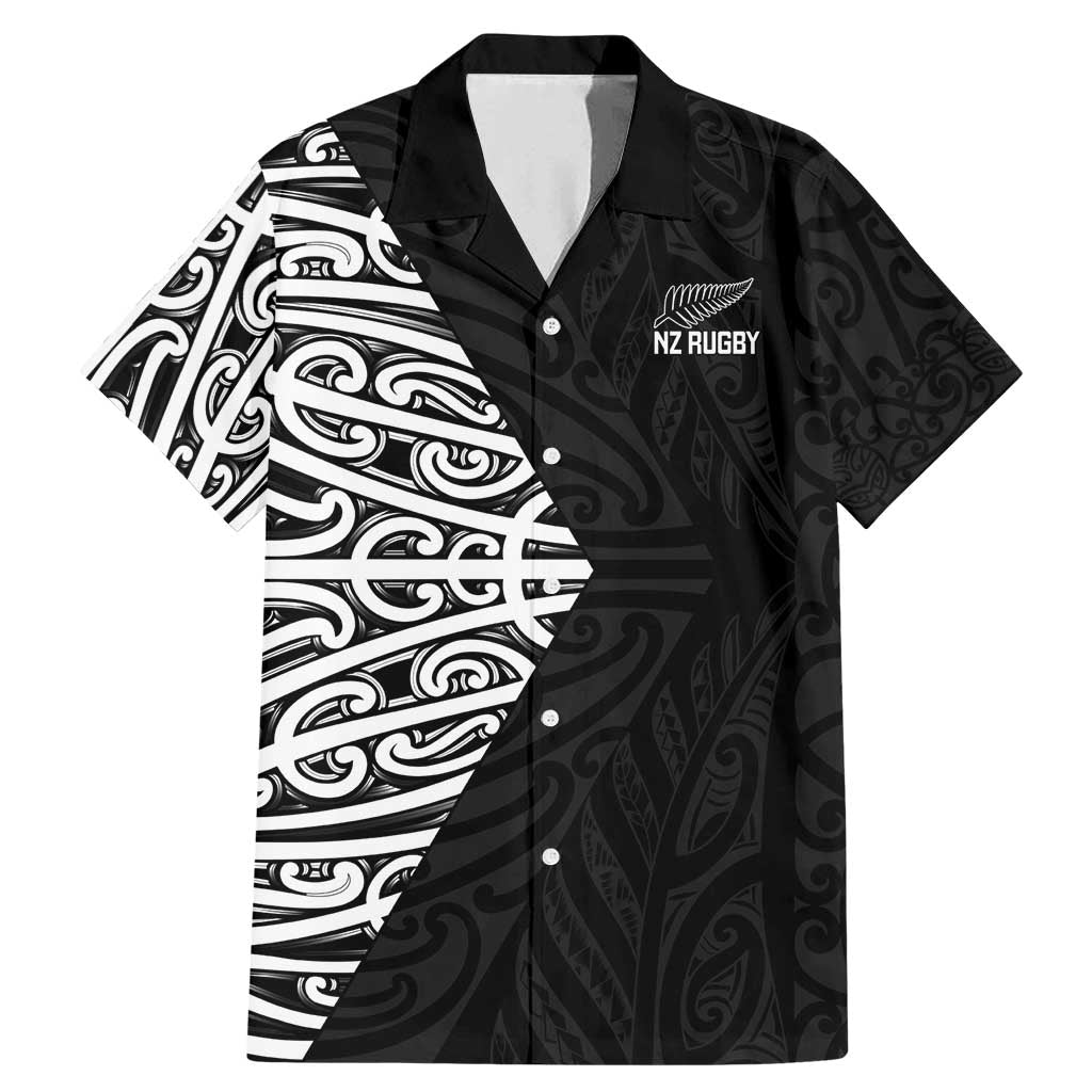 New Zealand Silver Fern Rugby Custom Family Matching Mermaid Dress and Hawaiian Shirt Maori Koru Go Black Fern - Aussie Hoodie
