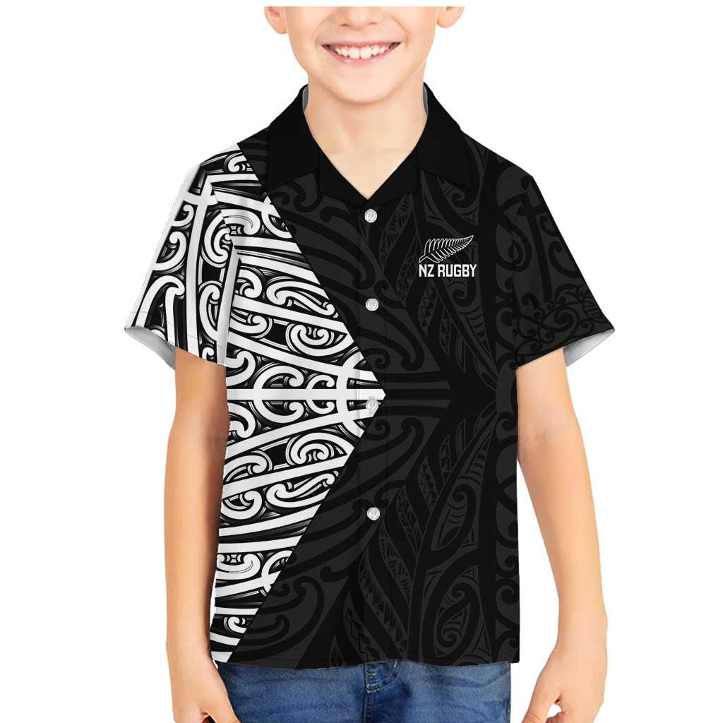 New Zealand Silver Fern Rugby Custom Family Matching Mermaid Dress and Hawaiian Shirt Maori Koru Go Black Fern - Aussie Hoodie
